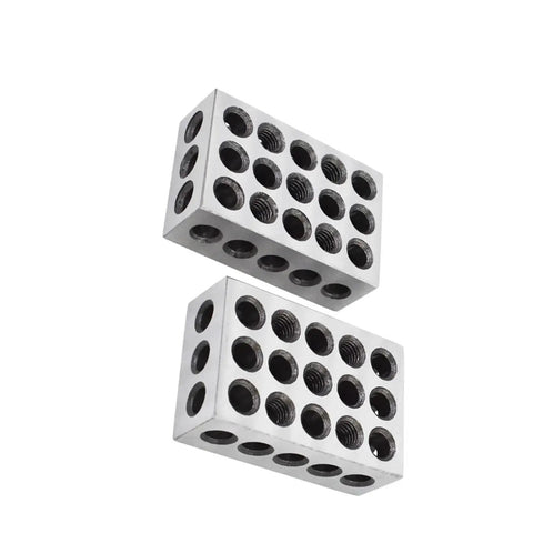 Front view of Precision 5 Matched Pair 1 2 3 Blocks With 23 Holes 0.0002 Inch Accuracy Pro Grade Machinist Hardened Steel RC 55 62 Jig