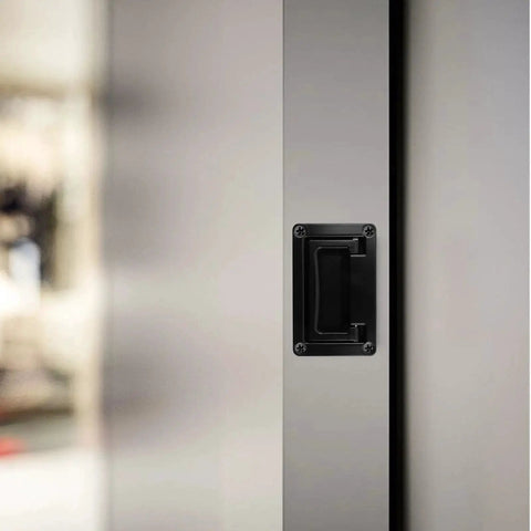 Recessed Flush Pull Handle With Mounting Screws Black Zinc Alloy For Deck Hatch And Toolbox Space Saving Compact Design on door