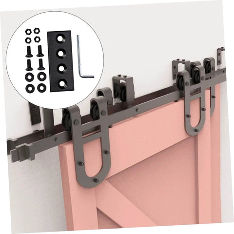 Track Splicing Connector For Barn Door Track With Flat Bracket No Fuss Smooth Operation Hardware Heavy Duty Barn Door Connector Set installed