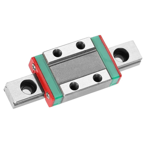 Miniature Linear Rail 9mm Width With 55mm Slide Block showing top view with 4-point load bearing design for compact machinery