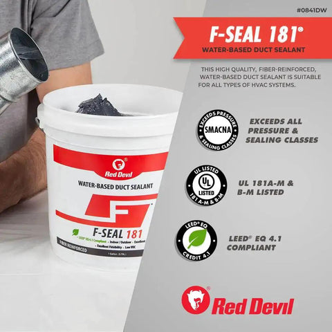 F-Seal 181 Fiber Reinforced Water Based Duct Sealant White 1 Gallon For Metal Fiberglass And Flexible Ducts Leak Free HVAC