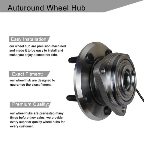 Front Wheel Hub And Bearing Assembly 513272 For 2007 2010 Jeep Wrangler With ABS 5 Lug Front Axle Drop In Replacement shown