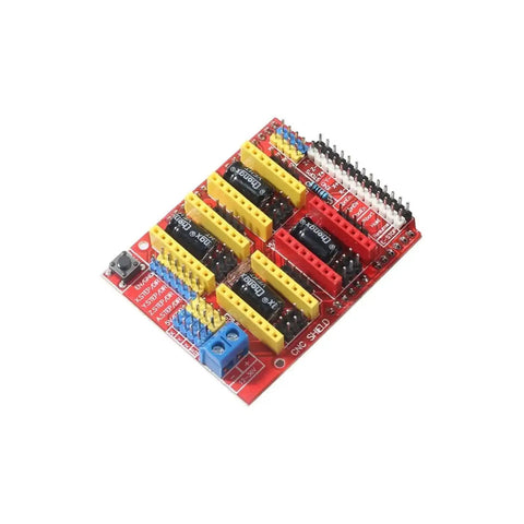 Engraver 3D Printer CNC Shield Expansion Module With A4988 Driver Board, Arduino Compatible, top view with four driver slots