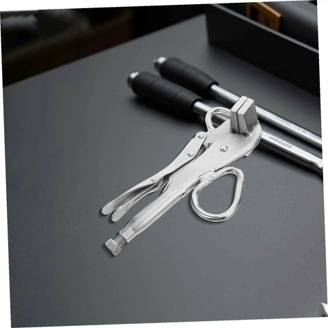 Beefy Heavy Duty Locking Sheet Metal Pliers For Automotive Bodywork With Wide Duckbill Jaw on a workbench