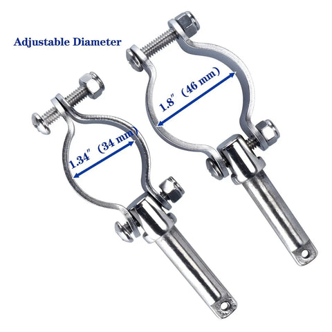 Two Pack 316 Stainless Steel Clamp On Oarlocks For Boats And Yachts Adjustable Rowlock Sockets Marine Grade Mounts