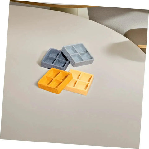 4 Piece Miniature Storage Box for Dollhouse Resin Four Grid Organizer for Candy and Nuts Cool Tiny Items on table