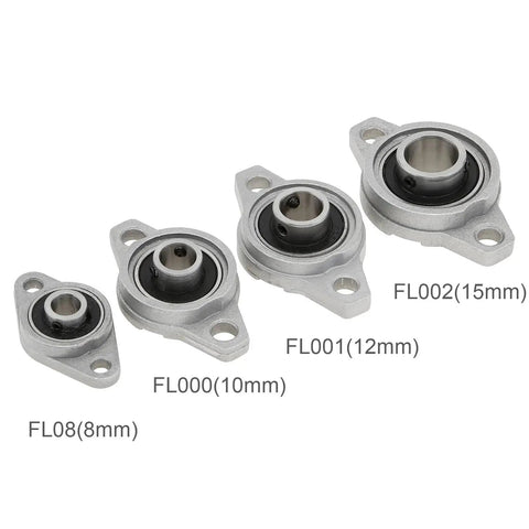 Four Pack KFL08 Pillow Block Bearings For 8mm Shafts, Flange Mounted Zinc Alloy Housing, 8mm Bore, varied sizes view