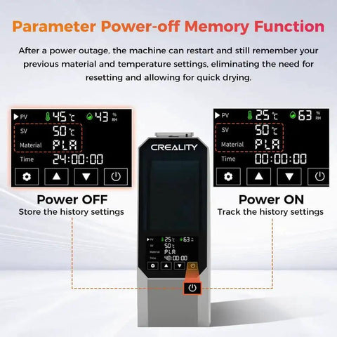 3D Printer Filament Dryer Box With 360 Degree Heating, Upgraded PTC Hot Air System, control display Power-off Memory Function