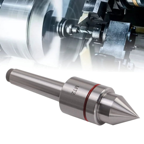 MT2 Live Center For Lathe Tailstock With 60 Degree Center Tip, Triple Ball Bearing System, High Carbon Steel Construction