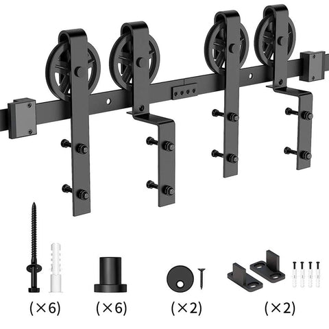 Sliding Barn Door Track Hardware Kit With Quiet Roller Bearings For Single Or Double Doors, Bypass And Library Ladder System