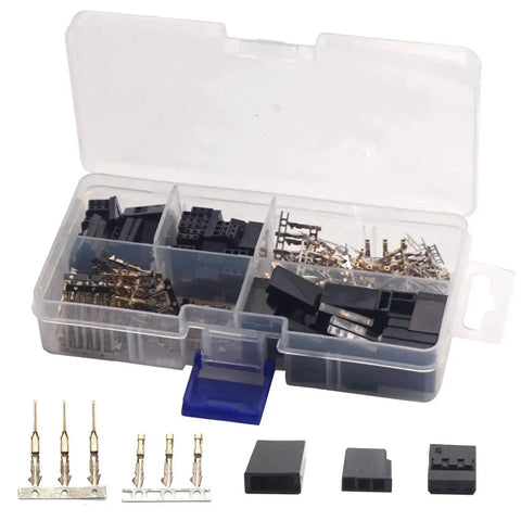 30 Sets RC Servo Plug Connector Kit with Male and Female Crimp Pins 2.54mm Pitch in Storage Box for DIY Project Repairs and Extensions