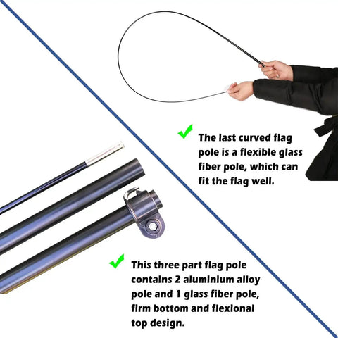 Start Finish Line Banner Feather Flag Pole Kit For Races Marathons And Special Events 8 Ft Advertising Flag 12 Ft Flagpole flex pole detail