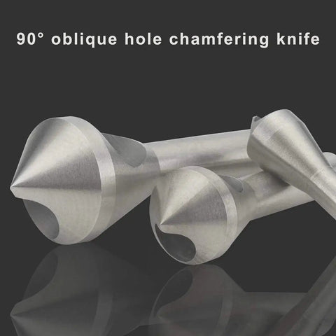 Versatile 4 Piece Countersink Chamfer Tool Set for Metal Wood and Plastic with HSS 4241 Bits shown in detail view