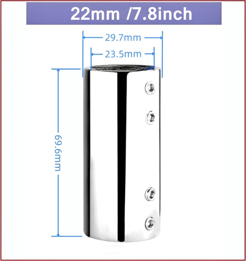 Marine straight pipe fitting connector, stainless steel 316, 25mm (1in), chrome finish, 2-pack