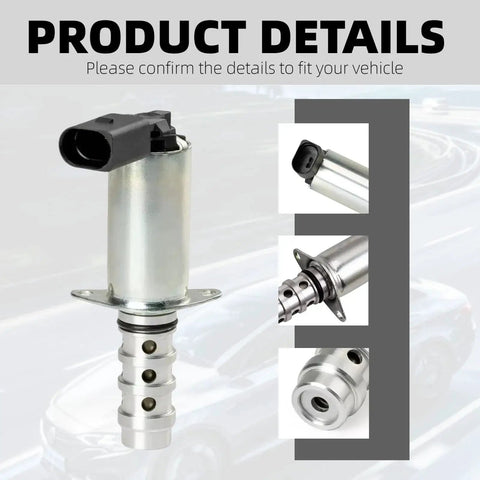 Variable Valve Timing Solenoid VVT Camshaft Oil Control Valve Drop In Replacement For Audi A3 A4 Quattro Eos Golf GTI Jetta Passat Rabbit 06F109257A 06F109257C Compatible With VW And Audi Models, product details displayed