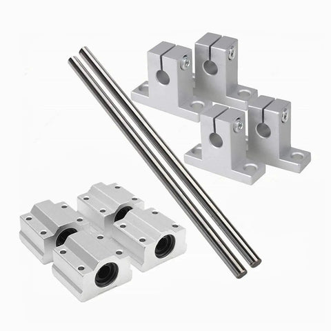 8x200mm Linear Rail Shaft Kit 2Pcs With 4 Guide Supports And 4 SC8UU Ball Bearing Slides For Smooth Precise Optical Axis Motion Ideal For CNC Machines 3D Printers And DIY Linear Motion Projects