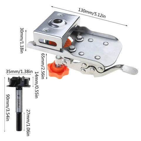 35mm Hinge Boring Hole Opener for Woodworking Drilling Guide Locator with Triangle Edged Hinge Opener Stainless Steel Hole Puncher