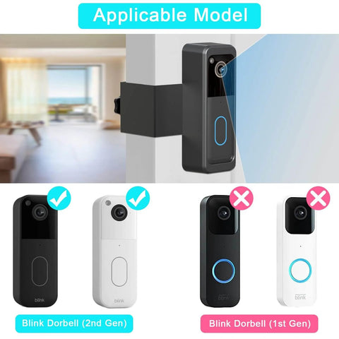 Anti Theft No Drill Door Mount For Blink Video Doorbell Camera 2Nd Gen 2025 Easy Install Bracket Not For 1St Gen 2022 Fits Condo Apartment Office Rental Dorm Secure Doorbell Accessory showing installation with compatible models.