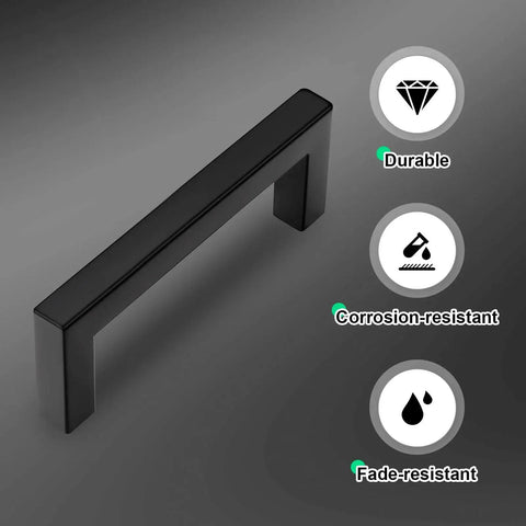 102mm Center To Center Matte Black Stainless Steel Cabinet Handles Pack Of 10, durable rust-resistant hardware visualization.
