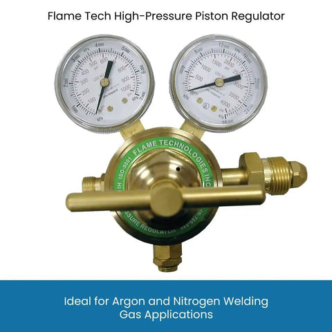 High Pressure Piston Regulator For Inert Gases With Forged Brass Body And Bonnet Dual Scale Gauge for Argon and Nitrogen Welding