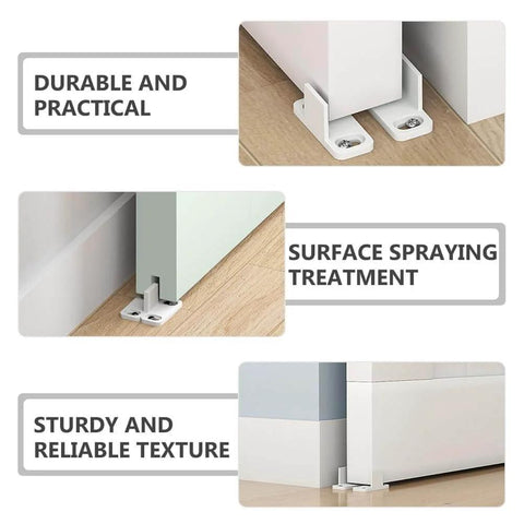 Barn Door Floor Guide for Smooth Sliding Doors, Bottom Guide Floor Mounted Closet Door Hardware With Screws shown different views
