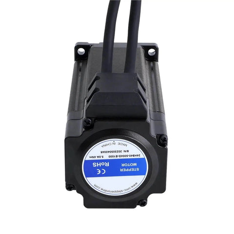 Beefy Closed Loop Stepper Motor 4.0Nm Servo Encoder 1000PPR 4000CPR, front view showing label and wiring, for CNC and robotics