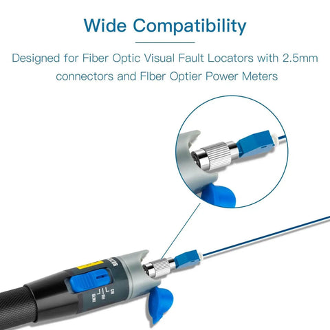 4 Pcs FC Male To LC Female VFL Fiber Optic Adapter Convertor with cable inserted into tool for optical cable testing