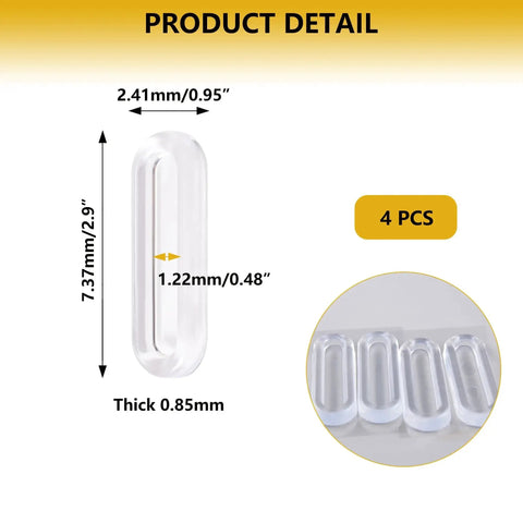 Four Clear PU Self Adhesive Recessed Finger Pulls 7.5x2.5 Cm Oval Sliding Door Handles dimensions and details