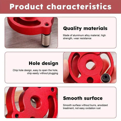 Self Centering Doweling Jig And Drill Guide For Precise 3 To 10 Mm Holes Portable Handheld Woodworking Locator with red aluminum design
