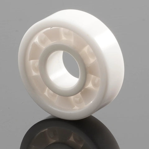 White 608 zirconia full ceramic bearing, front view with visible inner bore