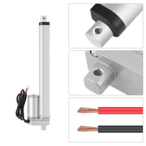 24V 750N Electric Linear Actuator With 250 Millimeter Stroke For Industrial Use, close-up of mounting and wiring details