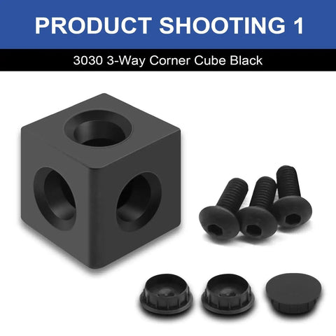 12 Pack 3030 Three Way Corner Cube For Aluminum Extrusion T Slot And V Slot Hardware With Screws And Nuts Black