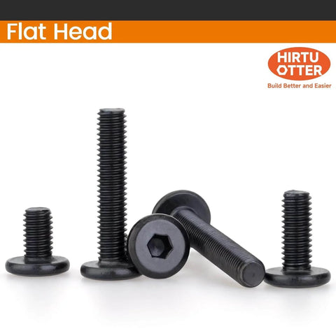M4 X 30mm 20 Pack Flat Round Head Hex Socket Cap Screws in 304 Stainless Steel with Black Oxide Finish, front view