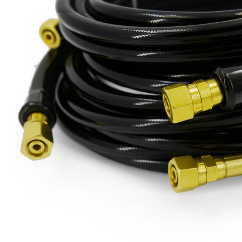 ZHSYMX HO5120 hydraulic hose kit, black hose with gold brass fittings, 20 ft
