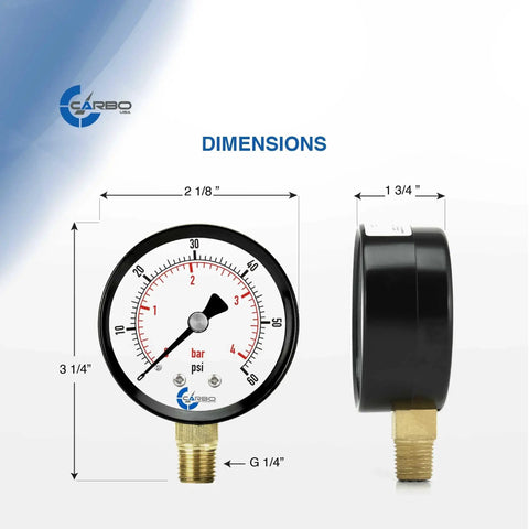 Water Pressure Gauge For Swimming Pool Filter And Spa Aquarium Well Air Oil And Gas Systems With Dual Display 60 PSI Range