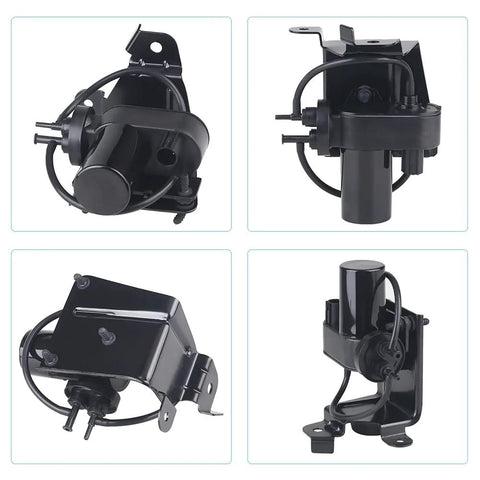 JDMON electric vacuum pump assembly, black plastic, Ford F-series and Dodge Ram compatible, front view

JDMON electric vacuum pump with mounting bracket, black, side view

JDMON electric vacuum pump, close-up of mounting bracket and electrical connectors

Installed JDMON electric vacuum pump on bracket with hoses, side view