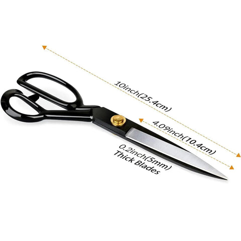 Pro Grade Heavy Duty 10 Inch Fabric Scissors For Leather Sewing And Tailoring, Industrial Strength High Carbon Steel Shears