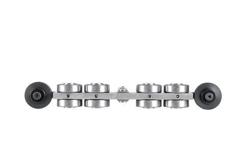 Front view of Sliding Gate Trolley Truck Assembly With Four Bearings And Eight Steel Wheels for heavy doors, industrial use
