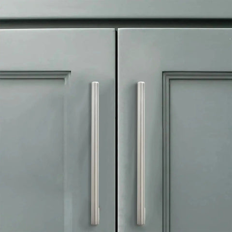 2 Pack 8 Inch Hole Center Brushed Satin Nickel Cabinet Pulls on kitchen cabinet