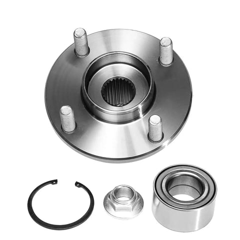 Front Wheel Bearing And Hub Assembly Kit For Ford Focus 2000-2011, 4-Lug, Dual Pack X2, Go-To OEM-Grade Replacement, components shown