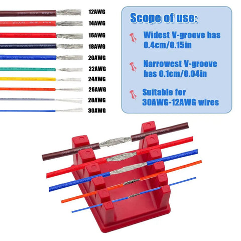 2 Pack Soldering Station Clamp Helping Hands With Magnetic Base And 5 Wire Slots For 30AWG To 12AWG Wires Soldering Holder Bracket Third Hand Tool For Precision Soldering Heat Resistant Mat Included Stable Stand For DIY Electronics Projects showing wire gauge compatibility