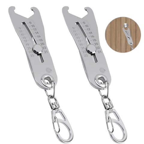 Bolt Size Finder Keychain Set For Quick Thread Identification With Dual Scale Metric And SAE, pocket-sized gauge with keychain clips.