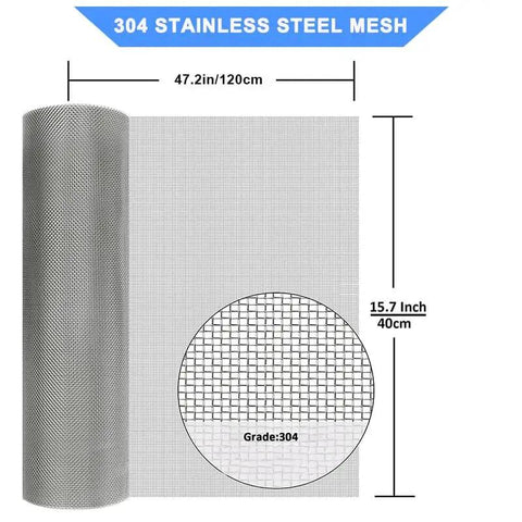 Rugged 304 Stainless Steel Wire Mesh Screen 15.7 Inch By 47.2 Inch With 1mm Holes And 20 Mesh Rust Proof And Heat Resistant