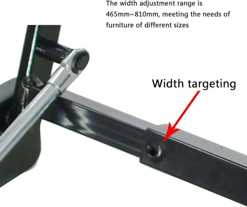 Lift Up Top Coffee Table Kit With Solid Metal Frame And Spring Hinge, adjustable width 18.3 to 32 inches close-up view