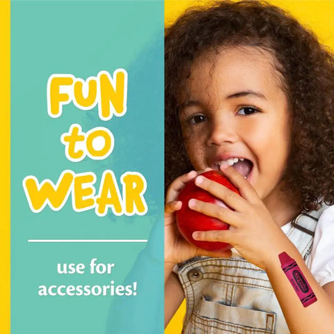 Child wearing a fun bandage from Travel Ready 30 Piece First Aid Kit For Kids And Adults Compact And Lightweight by Crayola