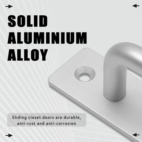 2 Pack Sliding Barn Door Handle With Plate, 128mm Center Hole Distance, close-up of durable aluminium alloy handle, silver finish