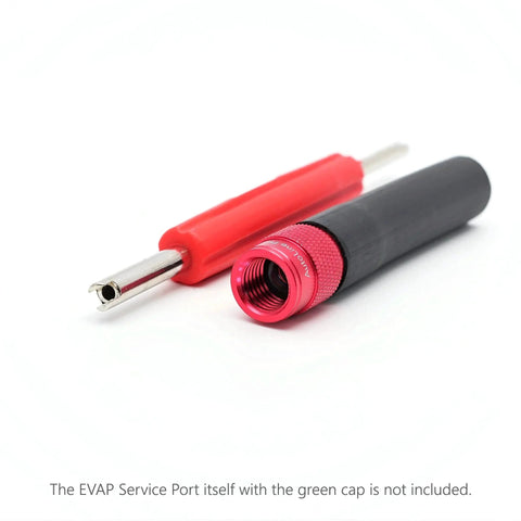 EVAP Service Port Adapter Kit With Schrader Valve Remover Tool For Vacuum Smoke Testers, heavy duty connector set, close-up view.