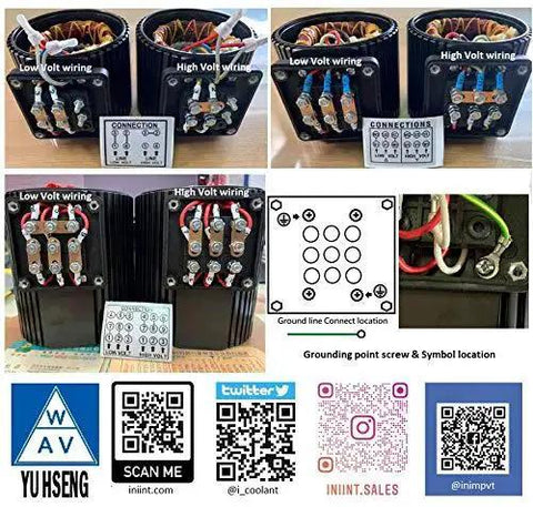 Diagrams and electrical wiring of high and low voltage connections for Machine Tool Circulation Coolant Pump TC8100