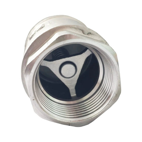 Vertical check valve, female NPT, 1-1/2 in, 304 stainless steel inline with spring-loaded disc