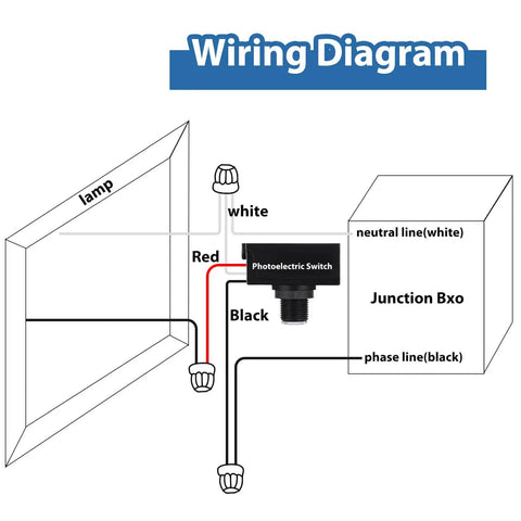 Wiring diagram for 20 Pack Dusk To Dawn Outdoor Sensor Switch Kit With Photoelectric Photocell 100 To 277 Volt installation